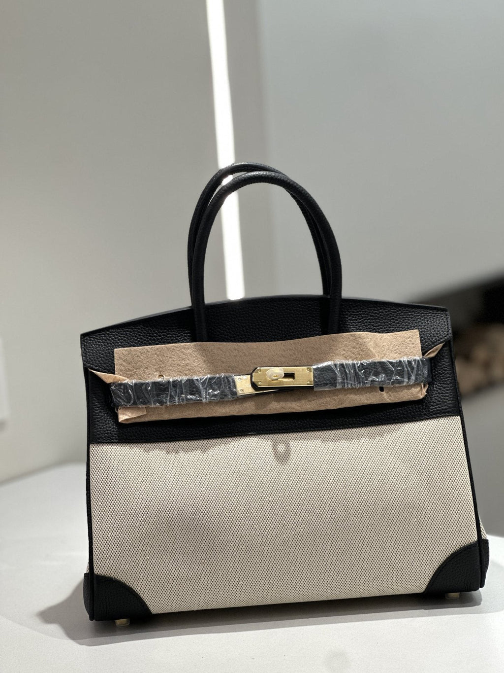 New Cross-border Genuine Leather Birkin Bag, Cowhide With Fabric Large Tote, Commuter Handbag With A High-end Kelly Bag Feel - Che Cose Belle