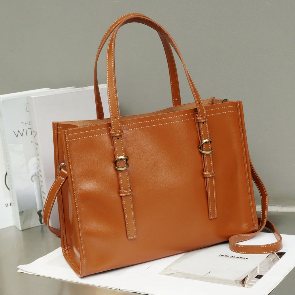 New Genuine Leather Women's Bag, Top-grain Cowhide Shopping Bag, Luxury Feel, Commuter Handbag, Single Shoulder And Crossbody Bag - Che Cose Belle