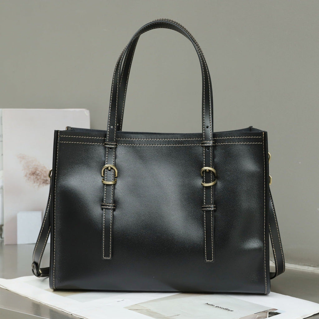 New Genuine Leather Women's Bag, Top-grain Cowhide Shopping Bag, Luxury Feel, Commuter Handbag, Single Shoulder And Crossbody Bag - Che Cose Belle