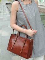 New Genuine Leather Women's Bag, Top-grain Cowhide Shopping Bag, Luxury Feel, Commuter Handbag, Single Shoulder And Crossbody Bag - Che Cose Belle