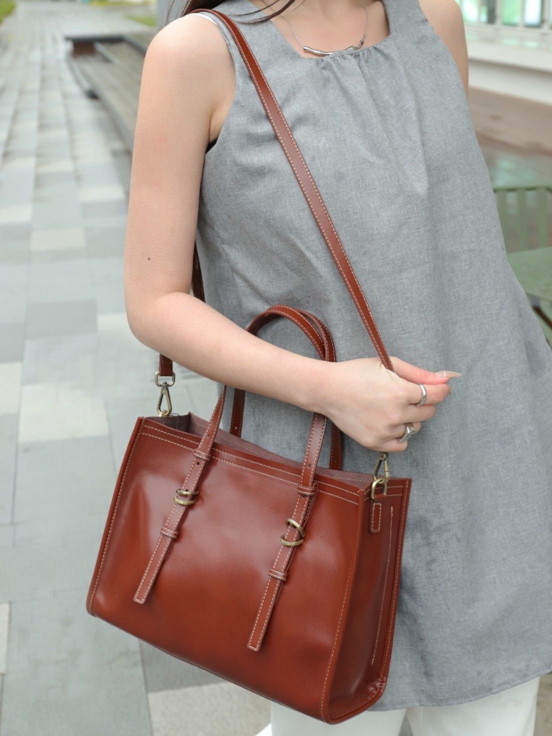 New Genuine Leather Women's Bag, Top-grain Cowhide Shopping Bag, Luxury Feel, Commuter Handbag, Single Shoulder And Crossbody Bag - Che Cose Belle