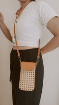 Nia Leather and Rattan Phone Sling - Che Cose Belle