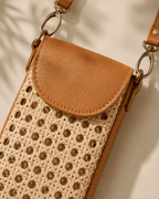 Nia Leather and Rattan Phone Sling - Che Cose Belle