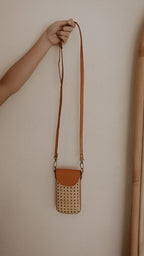 Nia Leather and Rattan Phone Sling - Che Cose Belle
