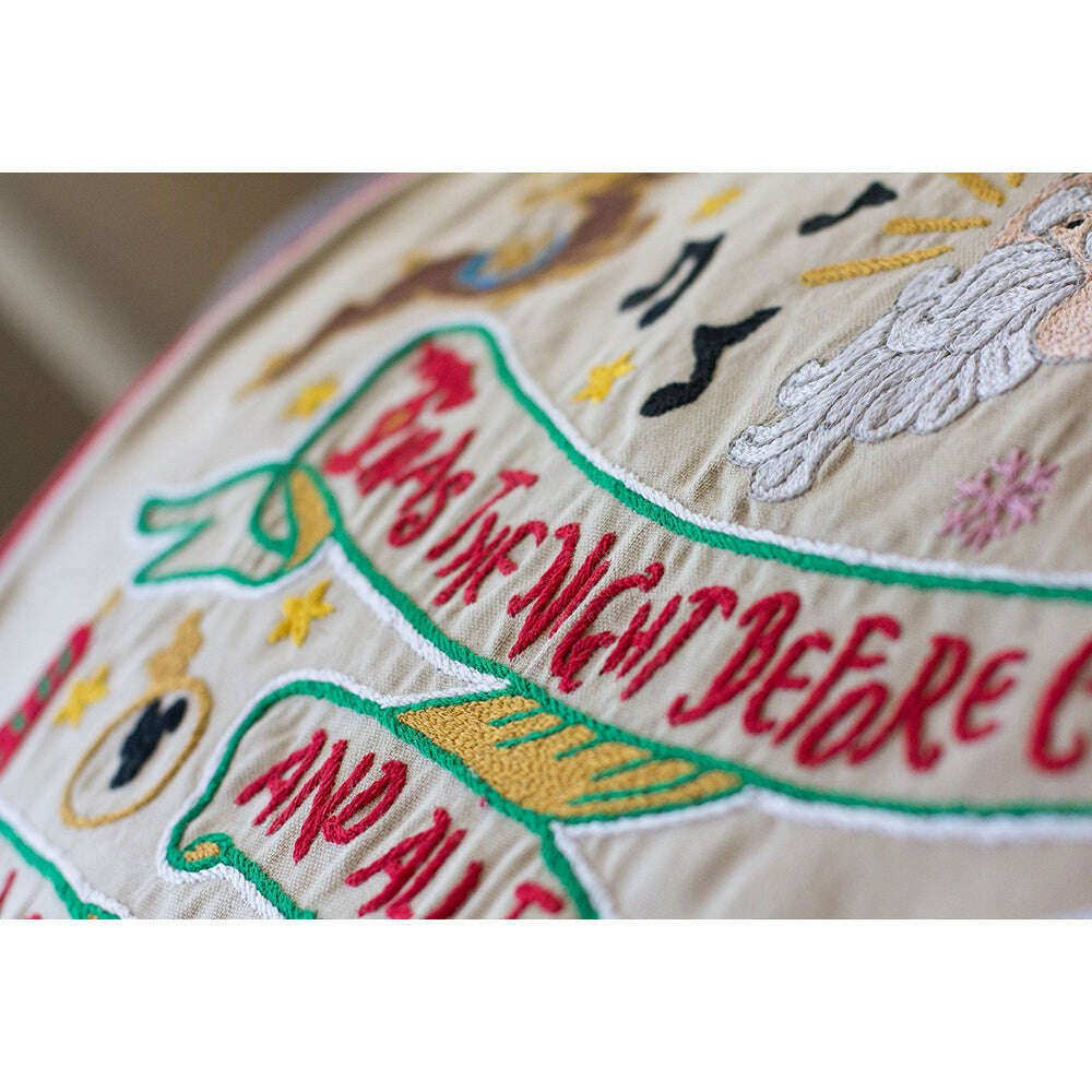 Night Before Christmas Hand-Embroidered Pillow - Che Cose Belle