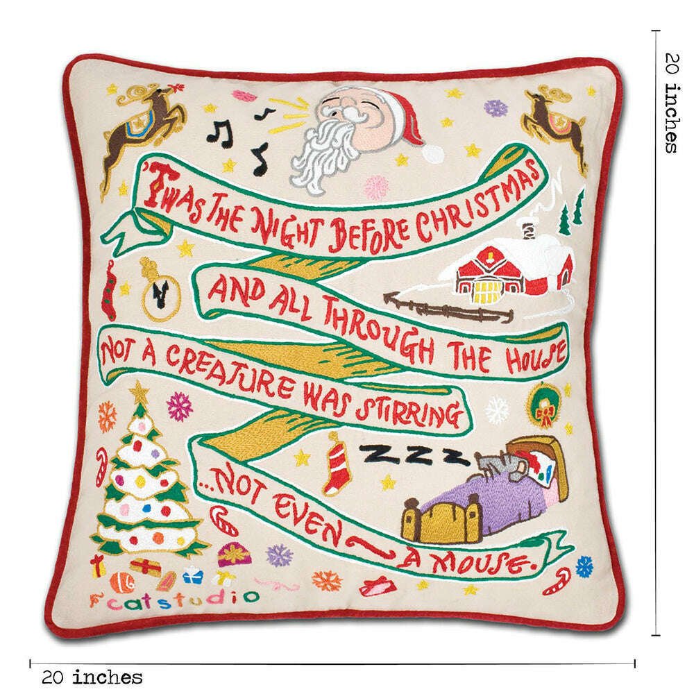 Night Before Christmas Hand-Embroidered Pillow - Che Cose Belle