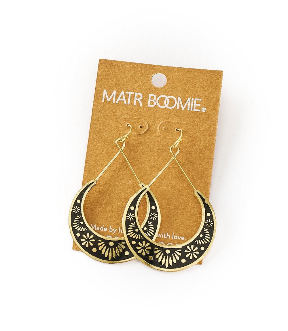 Nisha Crescent Moon Hoop Earrings - Che Cose Belle