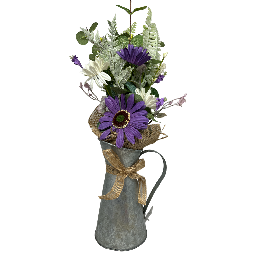 Daisy Flower in Metal Watering Can - 18" -
