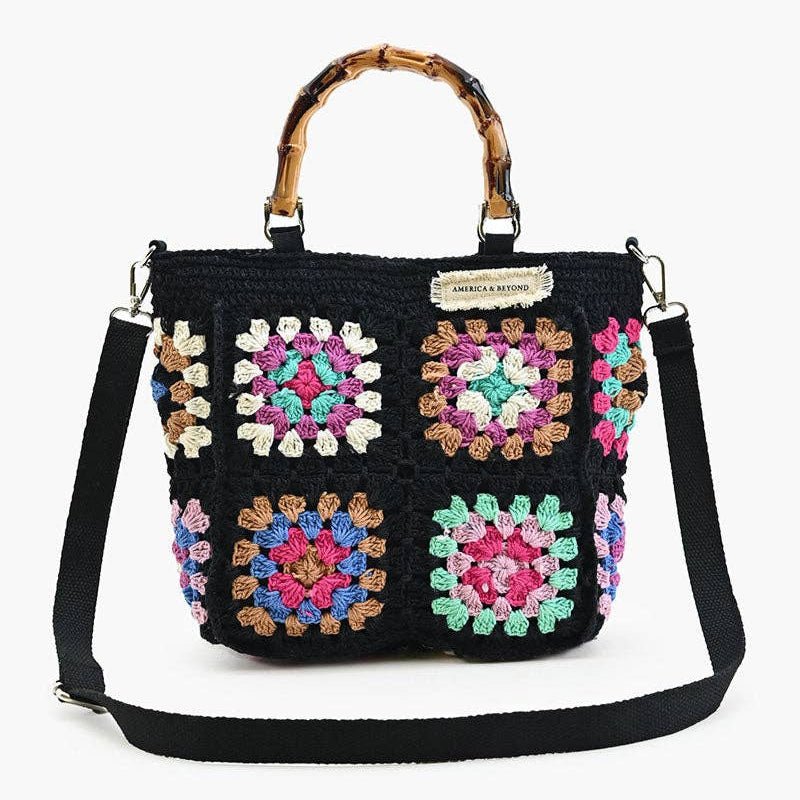 Noir Elegance Crochet Tote - Che Cose Belle