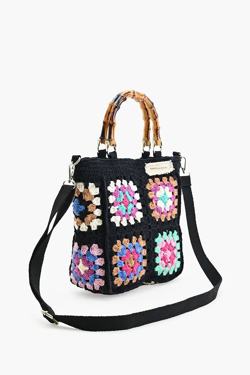 Noir Elegance Crochet Tote - Che Cose Belle
