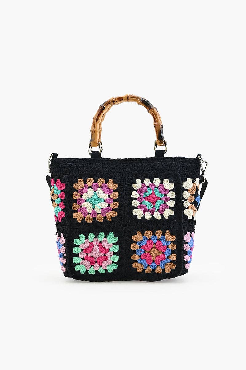 Noir Elegance Crochet Tote - Che Cose Belle