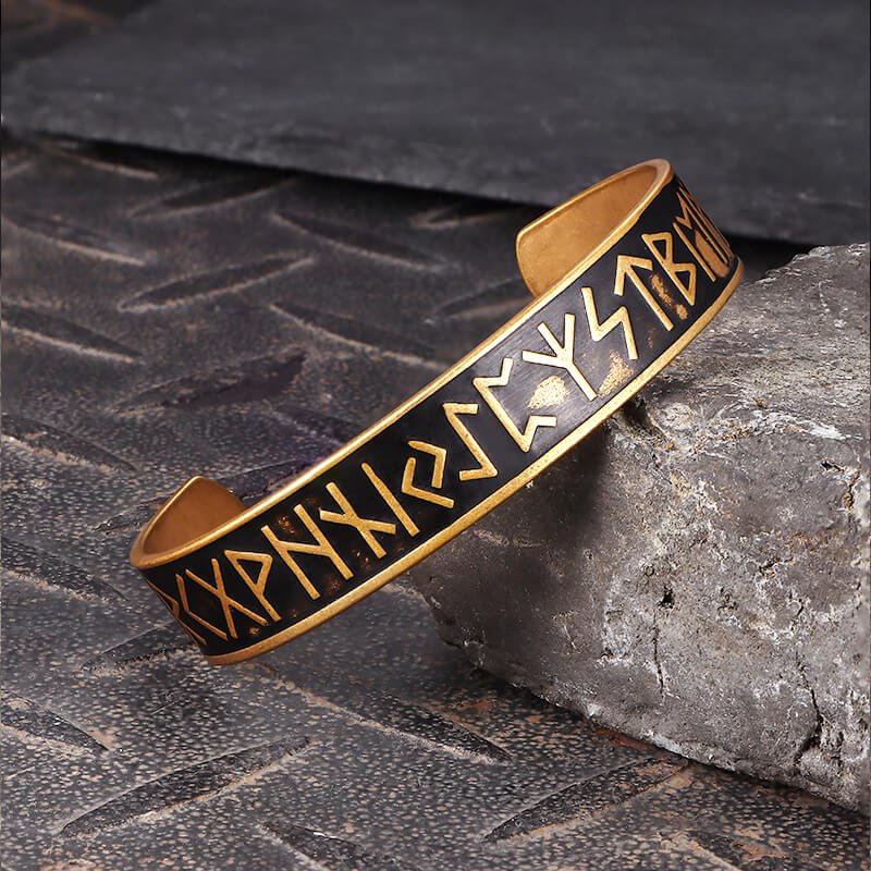 Nordic Rune Stainless Steel Viking Cuff Bracelet - Che Cose Belle
