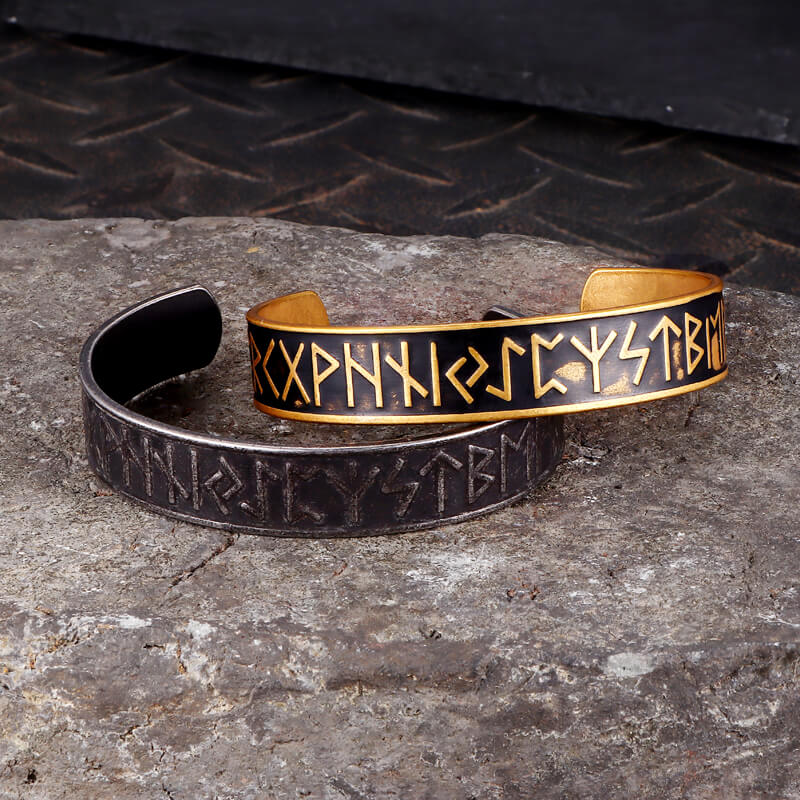 Nordic Rune Stainless Steel Viking Cuff Bracelet - Che Cose Belle