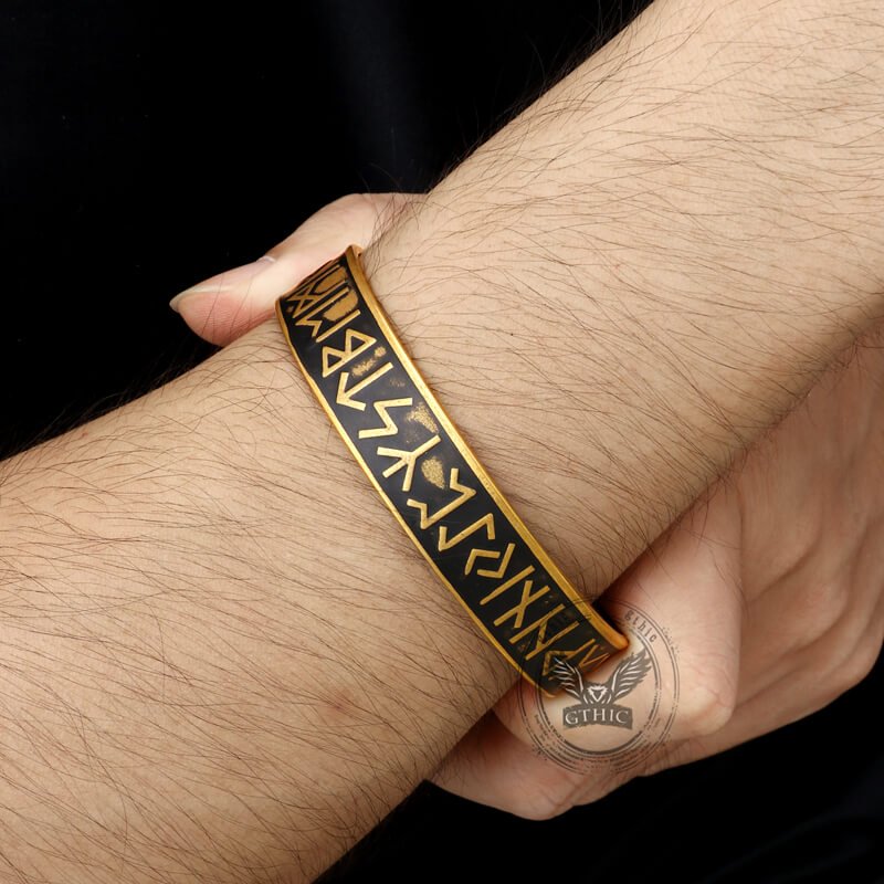 Nordic Rune Stainless Steel Viking Cuff Bracelet - Che Cose Belle