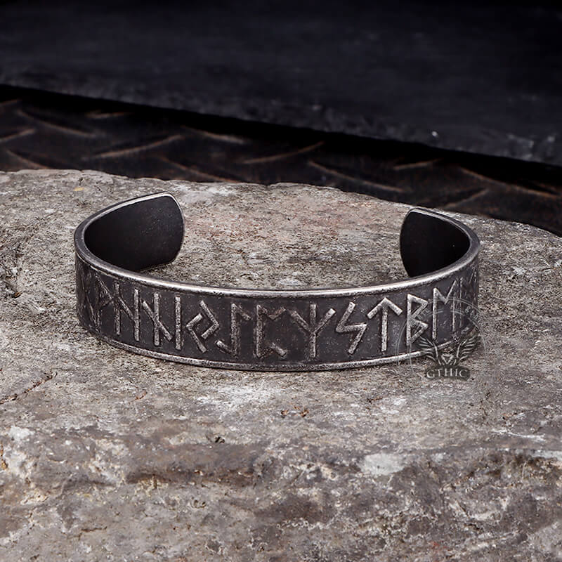 Nordic Rune Stainless Steel Viking Cuff Bracelet - Che Cose Belle
