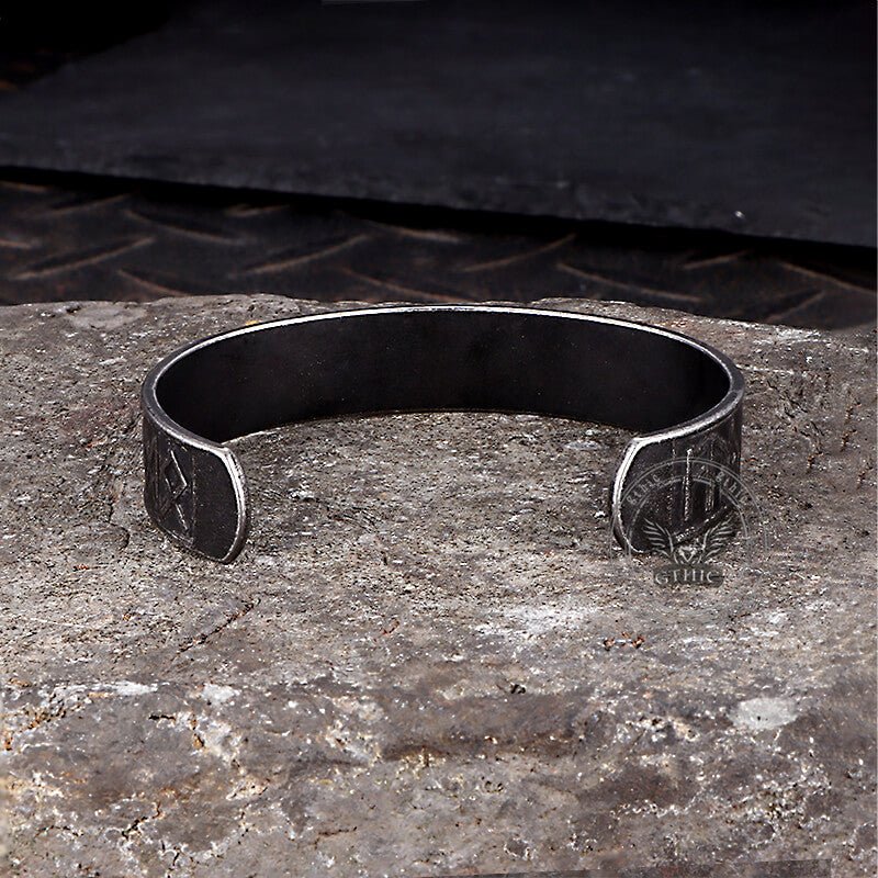 Nordic Rune Stainless Steel Viking Cuff Bracelet - Che Cose Belle