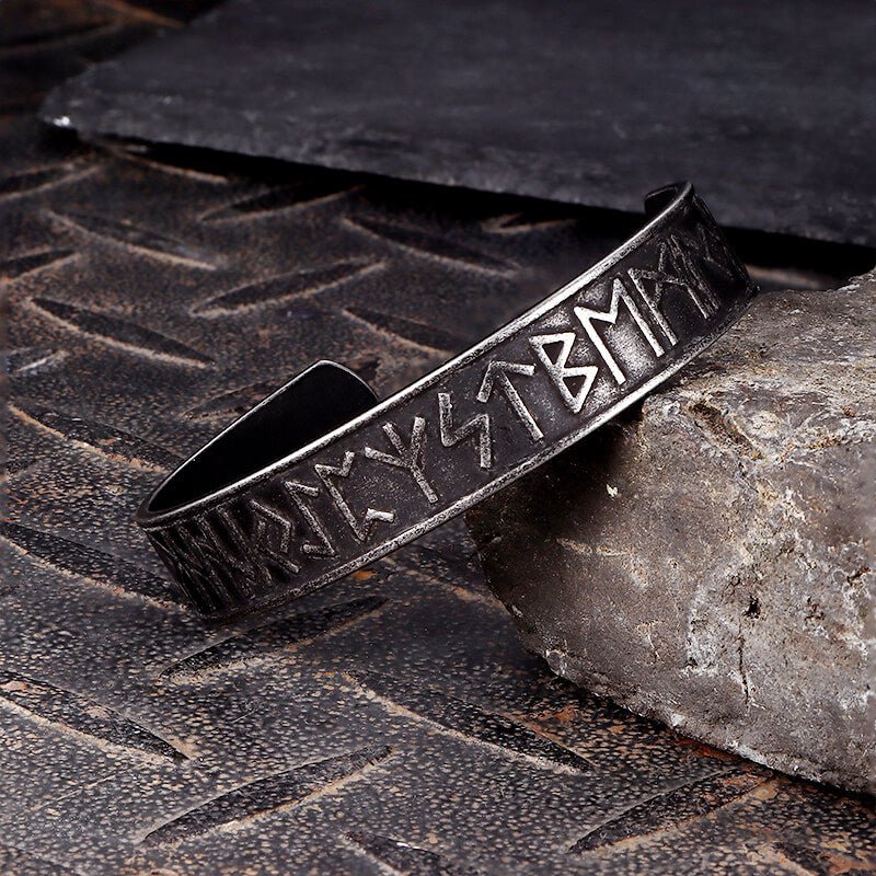 Nordic Rune Stainless Steel Viking Cuff Bracelet - Che Cose Belle