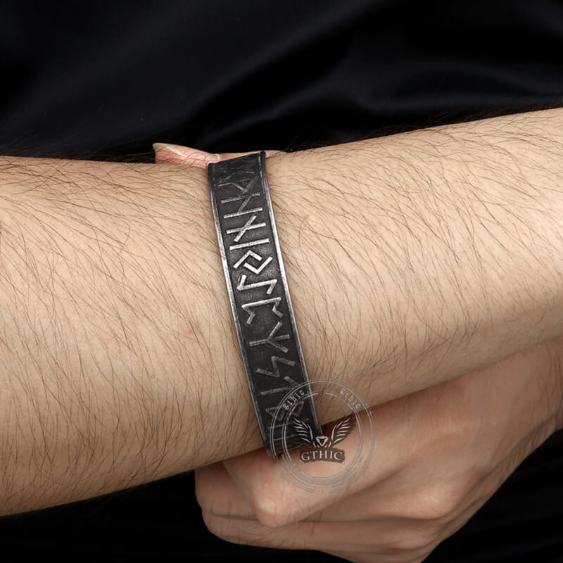 Nordic Rune Stainless Steel Viking Cuff Bracelet - Che Cose Belle
