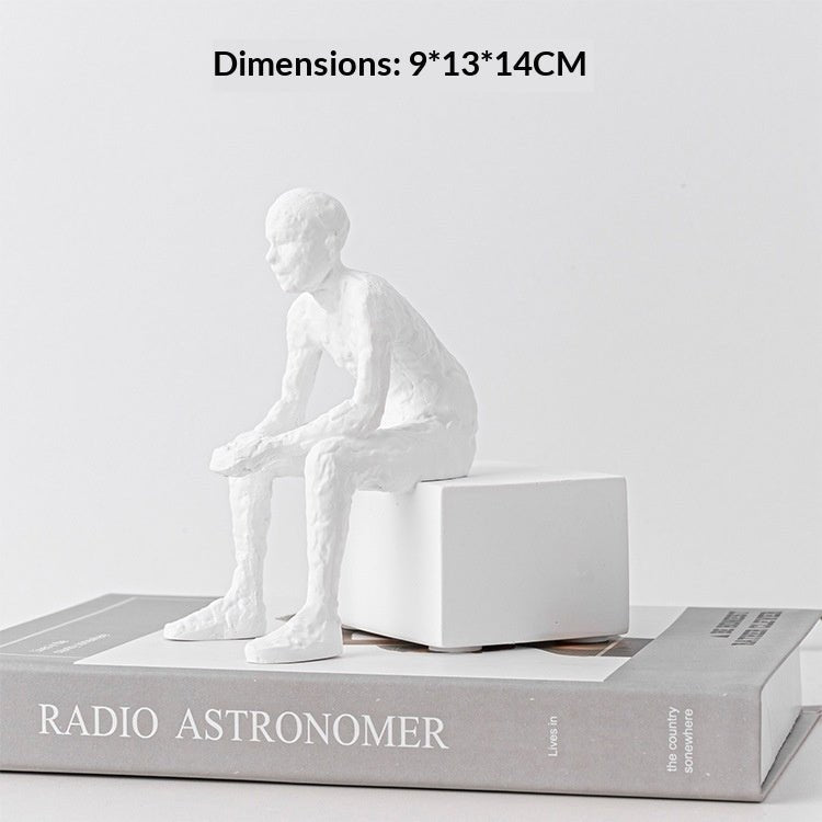 Nordic Style Seated Figure Bookends — Resin, White & Black - Che Cose Belle