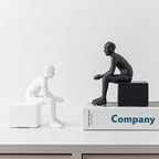 Nordic Style Seated Figure Bookends — Resin, White & Black - Che Cose Belle