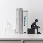 Nordic Style Seated Figure Bookends — Resin, White & Black - Che Cose Belle