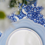 NURTURE SKY BLUE FAUX LEATHER SCALLOPED PLACEMAT (Set Of 4) - Che Cose Belle