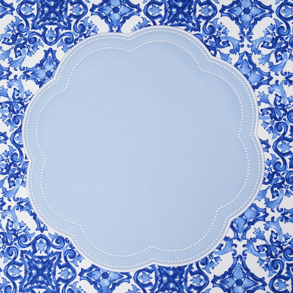 NURTURE SKY BLUE FAUX LEATHER SCALLOPED PLACEMAT (Set Of 4) - Che Cose Belle