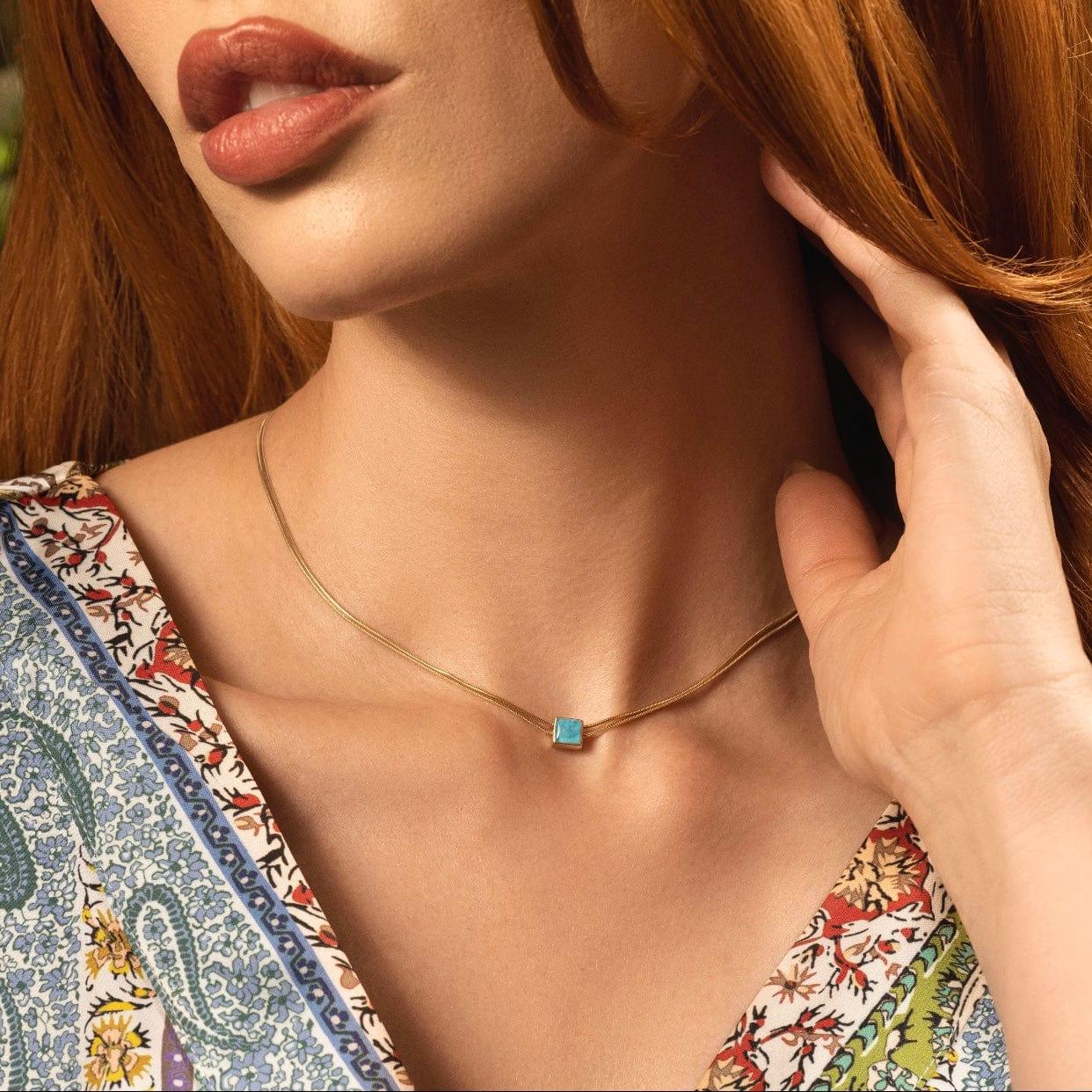 Nurture & Thrive - Aquamarine Evil Eye March Birthstone Necklace - Che Cose Belle