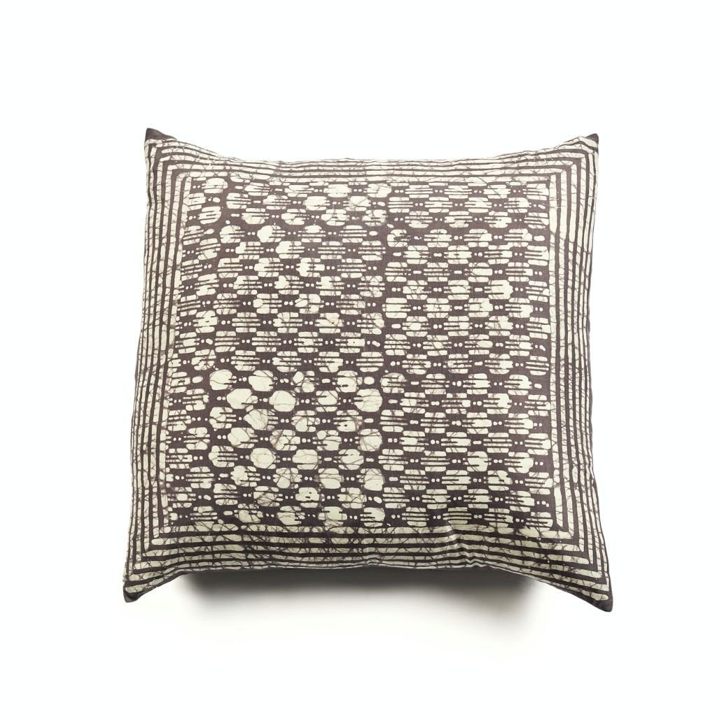 Oasis Hand Crafted Wax Block Print Mulberry Silk Pillow - Che Cose Belle
