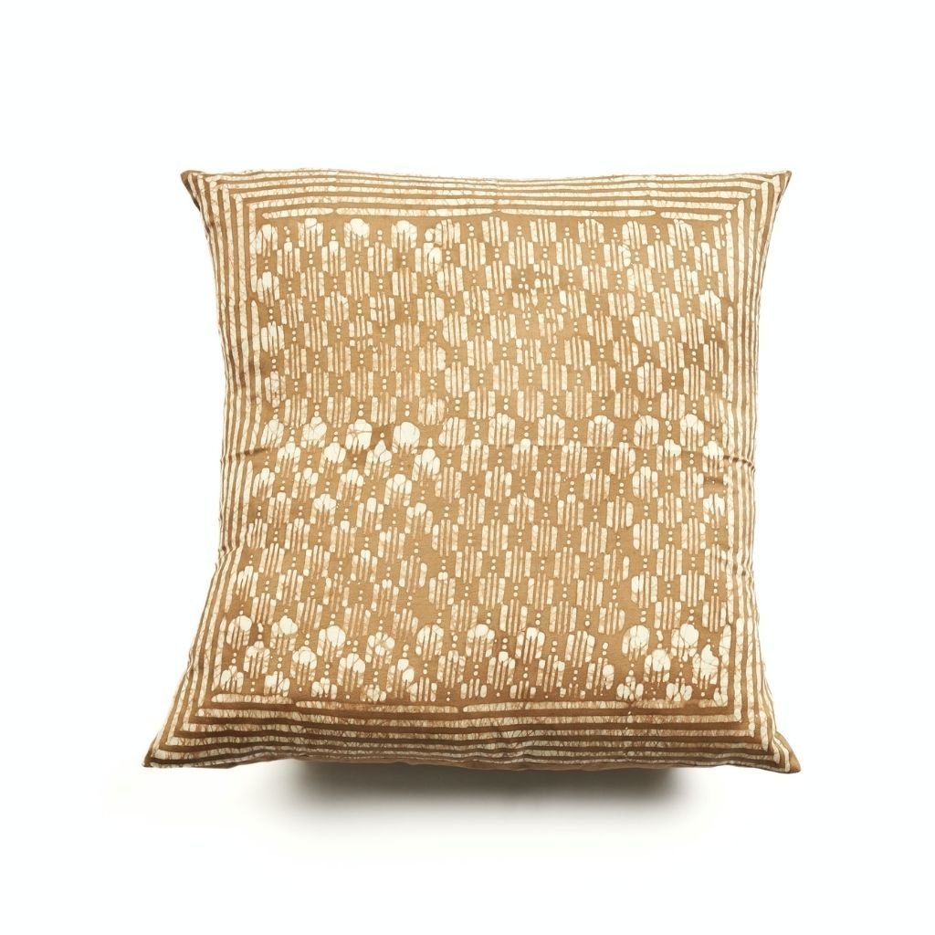 Oasis Hand Crafted Wax Block Print Mulberry Silk Pillow - Che Cose Belle