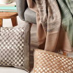 Oasis Hand Crafted Wax Block Print Mulberry Silk Pillow - Che Cose Belle