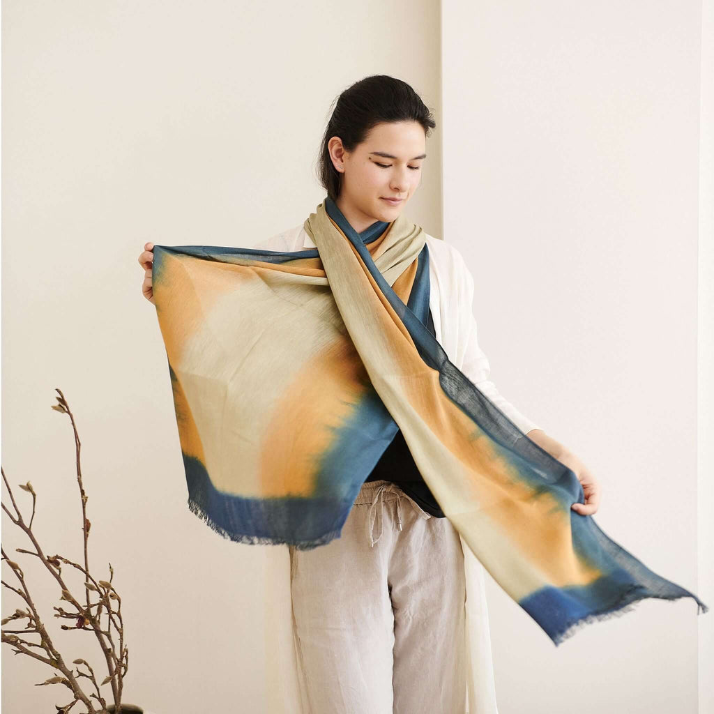 Oceana Beige Soft Linen Silk Handloom Scarf - Che Cose Belle