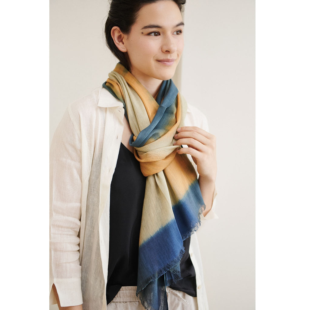 Oceana Beige Soft Linen Silk Handloom Scarf - Che Cose Belle