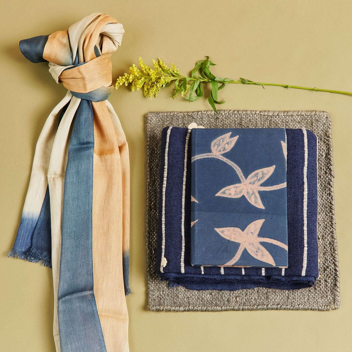 Oceana Beige Soft Linen Silk Handloom Scarf - Che Cose Belle