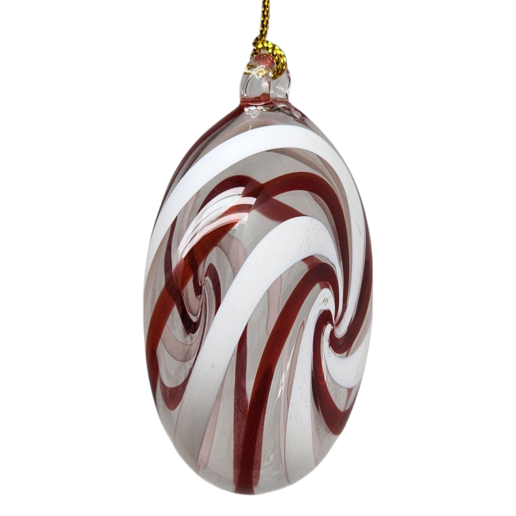 Peppermint Swirl Egyptian Glass Ornament