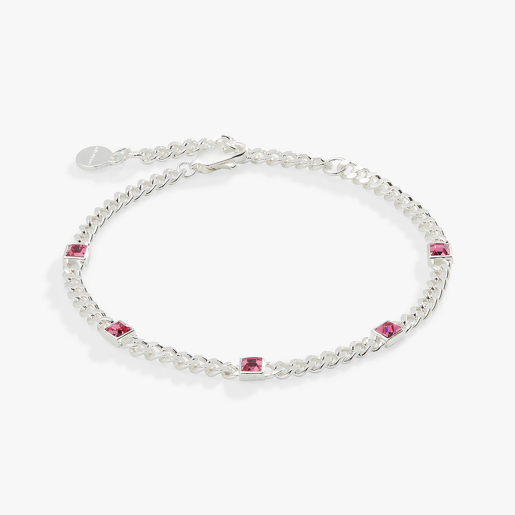 October Birthstone Rose Curb Chain Bracelet - Che Cose Belle