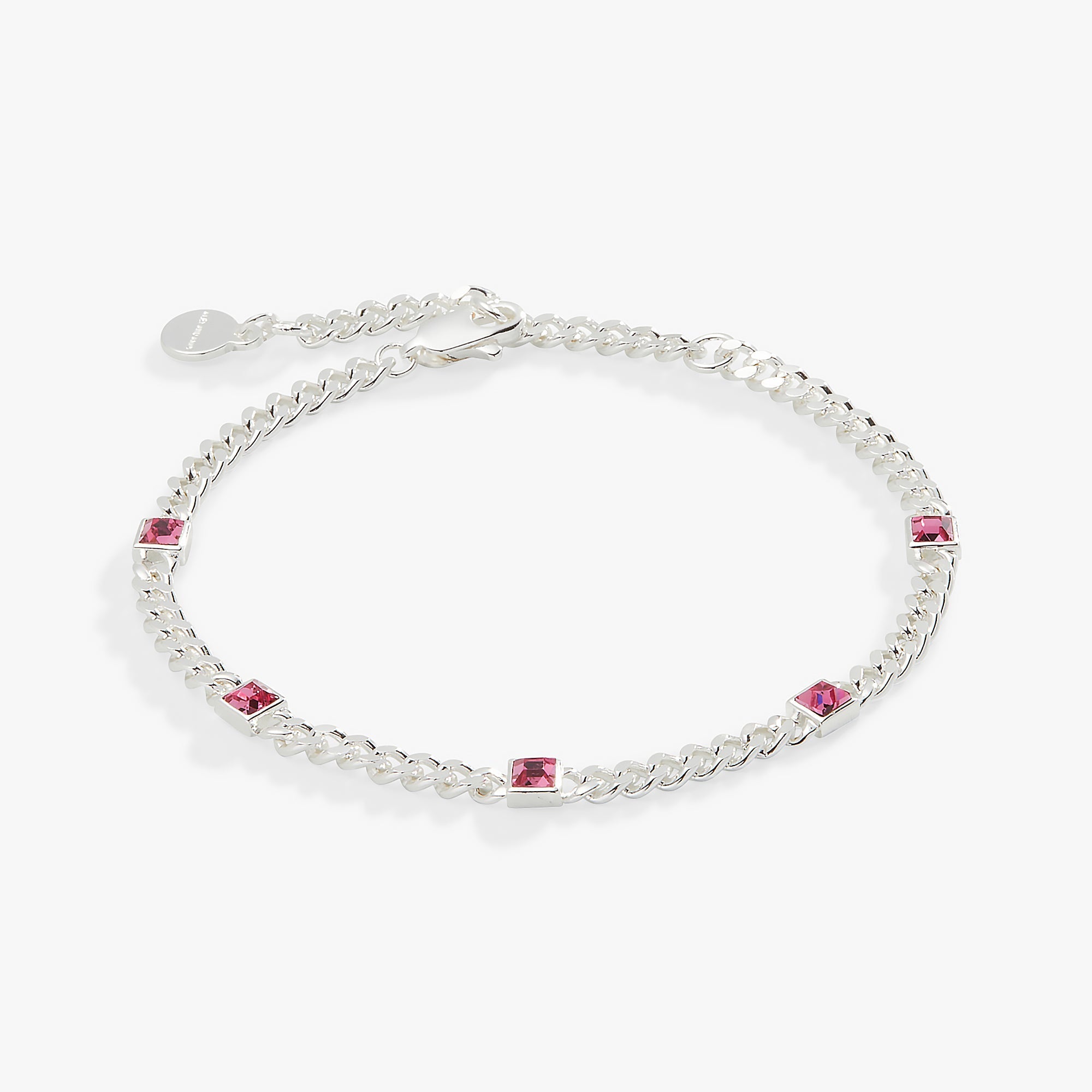 October Birthstone Rose Curb Chain Bracelet - Che Cose Belle