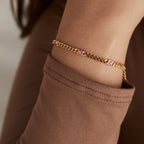 October Birthstone Rose Curb Chain Bracelet - Che Cose Belle