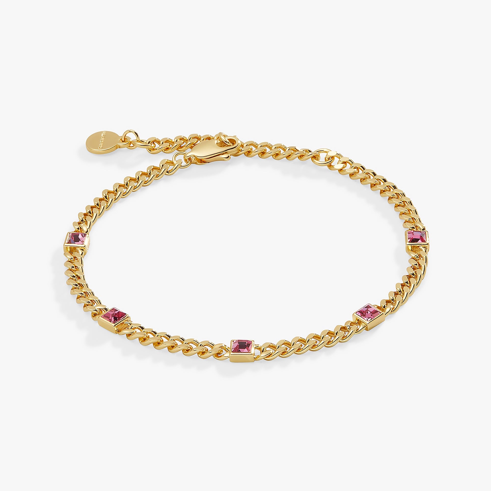 October Birthstone Rose Curb Chain Bracelet - Che Cose Belle