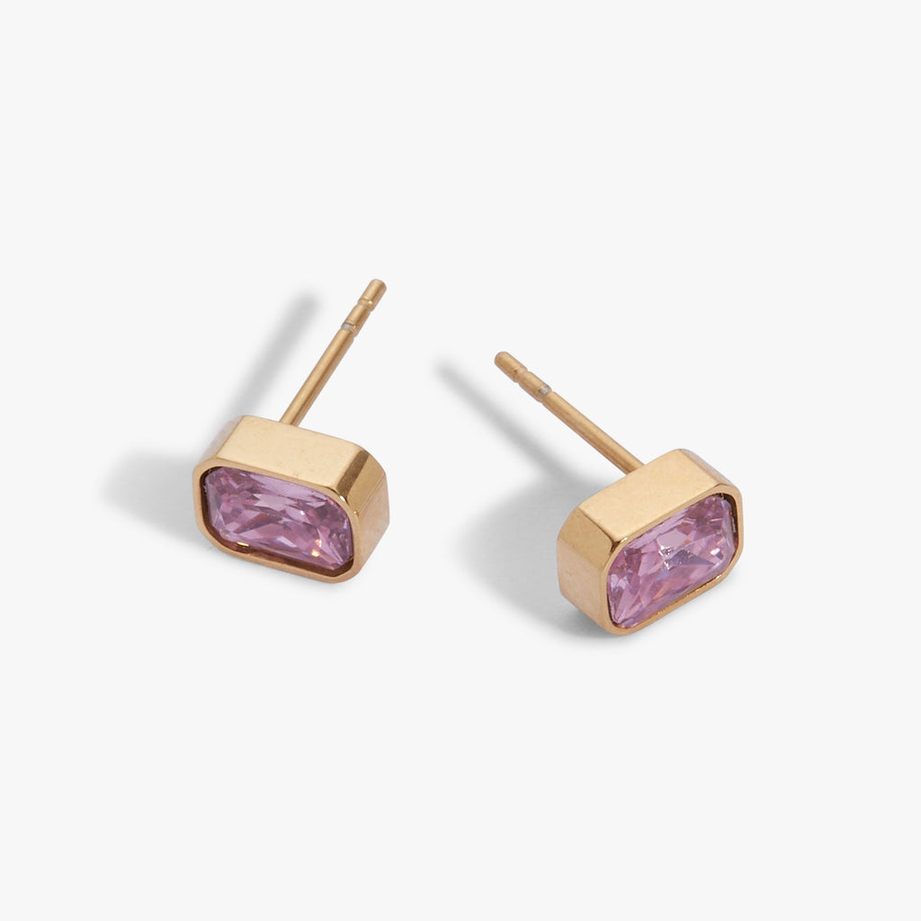 October Emerald - Cut Birthstone Stud Earrings - Che Cose Belle
