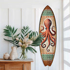 Octopus Surfboard Wall Art – Handcrafted Coastal Ocean Decor by G.DeBrekht – Nautical Wooden Sea Life Accent for Indoor & Outdoor – 8490152HS - Che Cose Belle