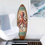 Octopus Surfboard Wall Art – Handcrafted Coastal Ocean Decor by G.DeBrekht – Nautical Wooden Sea Life Accent for Indoor & Outdoor – 8490152HS - Che Cose Belle