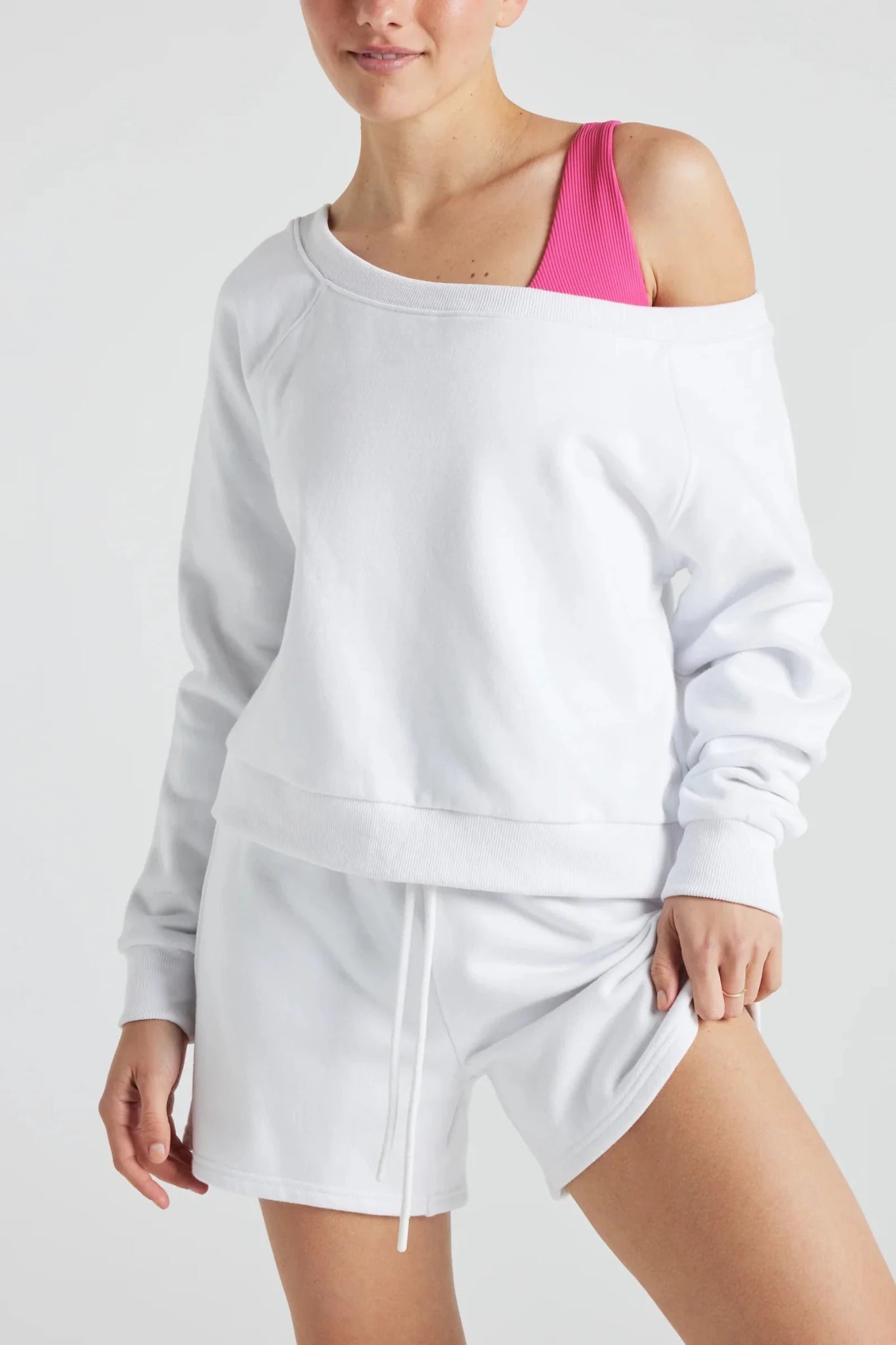 Off Shoulder Sweatshirt in White - Che Cose Belle