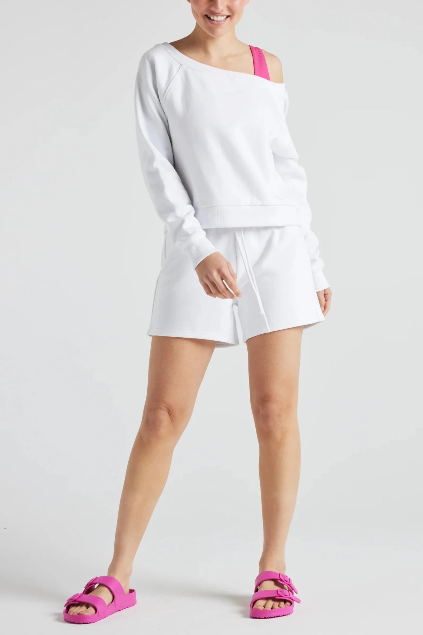 Off Shoulder Sweatshirt in White - Che Cose Belle
