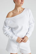 Off Shoulder Sweatshirt in White - Che Cose Belle