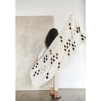 Off White Dahlia Hand Embroidered Hand Woven Modern Artisanal Scarf - Che Cose Belle