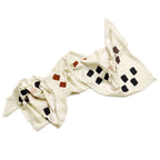 Off White Dahlia Hand Embroidered Hand Woven Modern Artisanal Scarf - Che Cose Belle