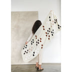 Off White Dahlia Hand Embroidered Hand Woven Modern Artisanal Scarf - Che Cose Belle