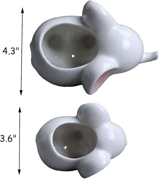 Ogrmar 2PCS Elephant Plant Window Boxes Cute Elephant Flower Pot/Modern White Ceramic Succulent Planter Pots/Tiny Flower Plant Containers Animal Decor - Che Cose Belle