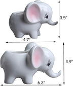 Ogrmar 2PCS Elephant Plant Window Boxes Cute Elephant Flower Pot/Modern White Ceramic Succulent Planter Pots/Tiny Flower Plant Containers Animal Decor - Che Cose Belle